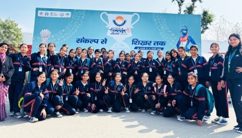 Students on 38th National Games at Indira Gandhi Stadium